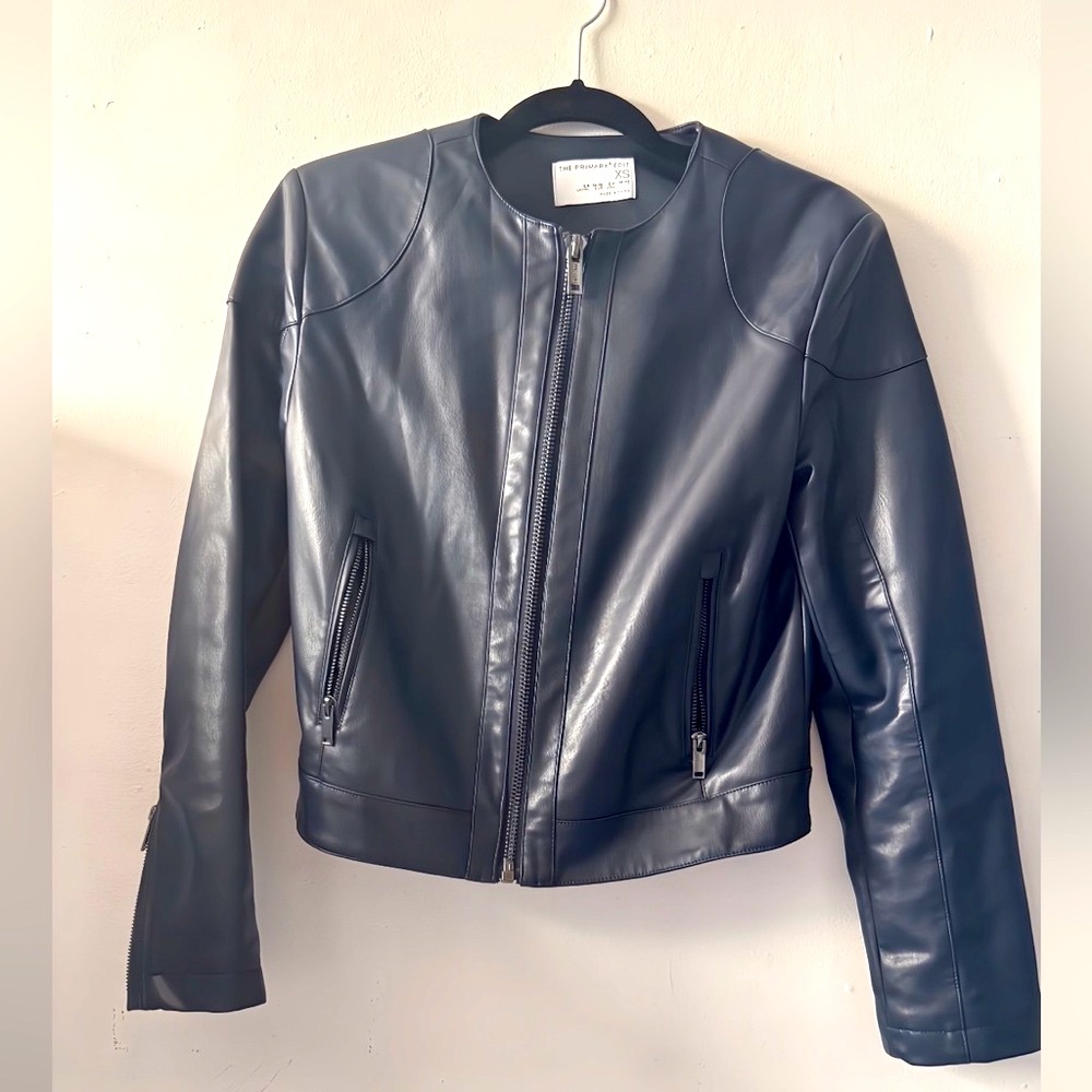 Dark Blue Leather Jacket